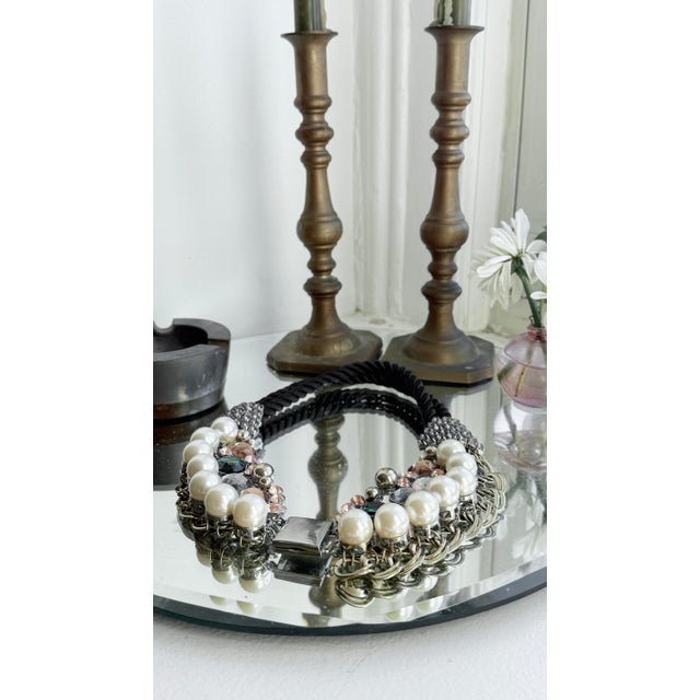 Rococo Vintage Y2k Chunky Mixed-Media Statement Bib Necklace For Sale - Image 3 of 13