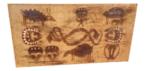 Vintage Tapa Cloth Hand Painted Tiki 1970's