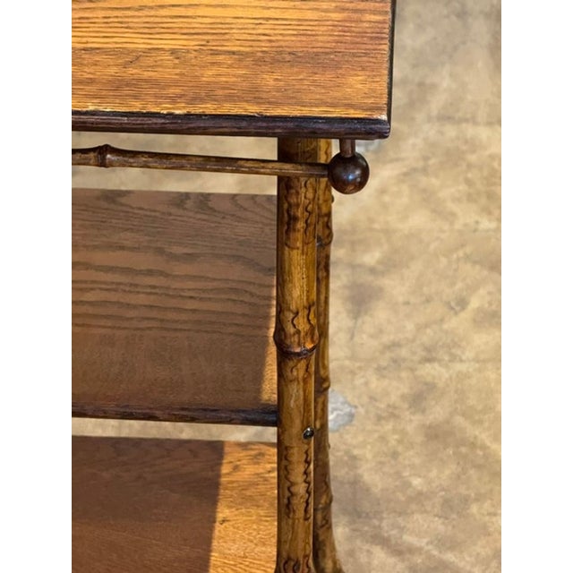 Late 20th Century Vintage Italian Bamboo and Oak Side Table For Sale - Image 5 of 7