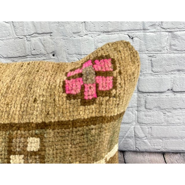 Turkish 20 x 20 Rug Pillow Emerald Haven Turkish Pillow Cushion Cover For Sale - Image 3 of 4