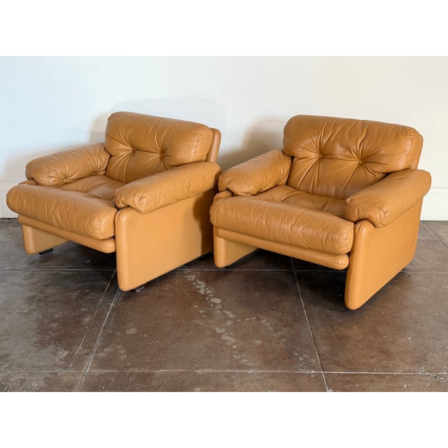 1970s Vintage 1980's Tobia Scarpa Coronado Leather Lounge Chairs For Sale - Image 5 of 6