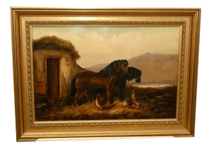 Victorian Artist, Horse Farmyard Scene, 1880, Oil Painting