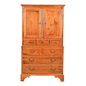 Ethan Allen Georgian English Country Solid Birch Gentleman's Chest or Linen Press
