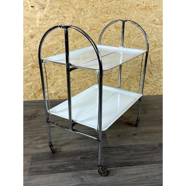 Space Age Chrome and White Serving Trolley, 1960s-1970s For Sale - Image 10 of 17
