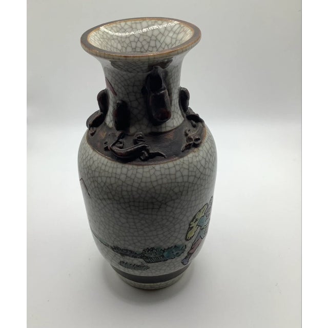 Chinese Vintage Chinese Nanking Crackle Baluster Warrior Vase For Sale - Image 3 of 10