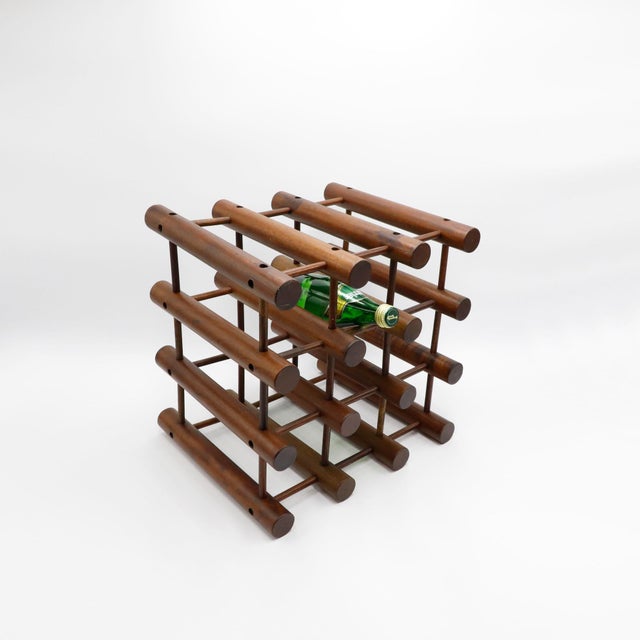 Mid-Century Modern Mid-20th Century Wood Nine Wine Bottle Rack For Sale - Image 3 of 4