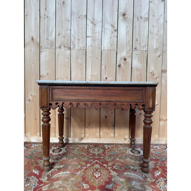 Restoration Period Butchers Block in Wood, Marble and Brass For Sale - Image 6 of 8