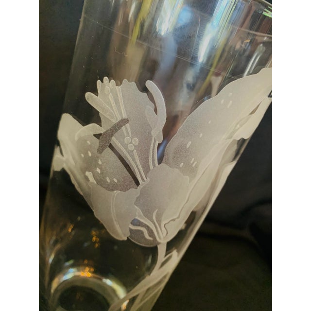 Mid 20th Century Mid 20th Century Perry Coyle Tall Etched Glass Lily Vase For Sale - Image 5 of 13