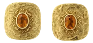 Ed Weiner 18 Kt Gold and Citrine Earrings - 2 Pcs.