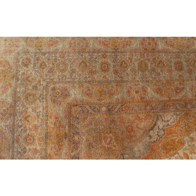 Antique Indian Amritsar Rug With Soft Gold Field and Elegant Floral Design For Sale - Image 4 of 14