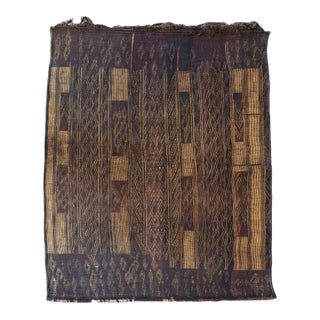 1940s Handwoven Reed Mauritanian Rug - 3.8 × 4.6 Ft For Sale