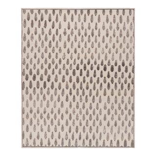 Rug & Kilim’s Modern Block Print Rug in White with Mauve Floral Patterns - 4x6 For Sale