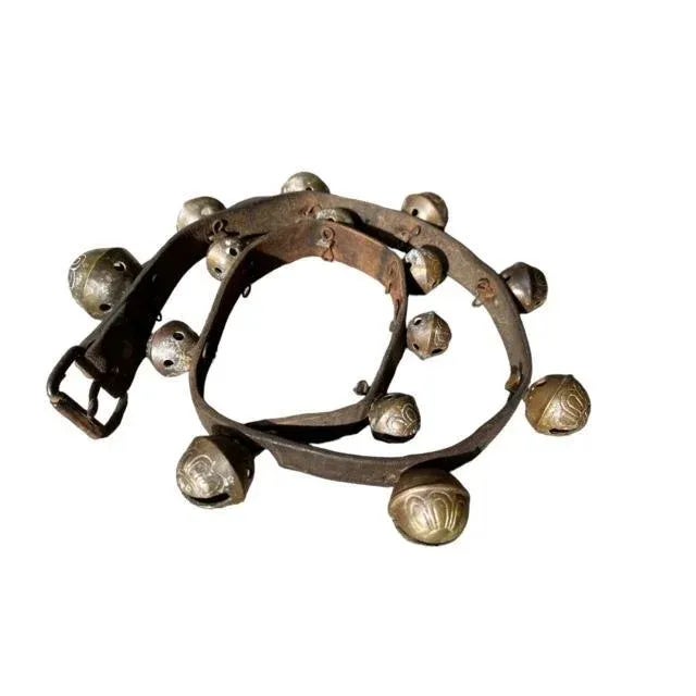 1900 - 1909 1900s Bronze Sleigh Bells on Leather Strap For Sale - Image 5 of 5