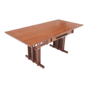 All Solid Teak Top and Base Architectural Studio Made Partners Desk