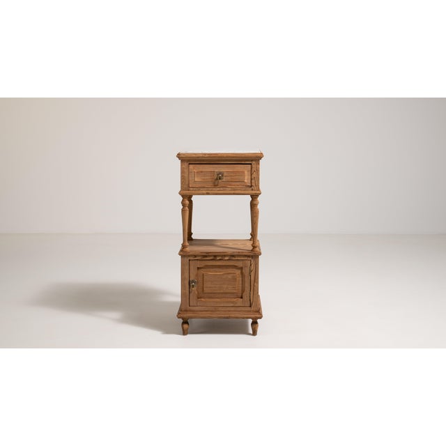 Early 20th Century Oak Side Table with Marble Top, Antique, France, Early 20th Century For Sale - Image 5 of 14
