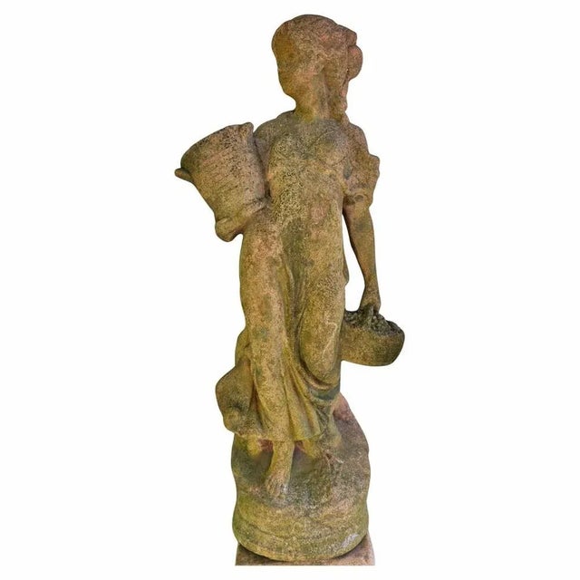 Ceramic Italian Terracotta Girl with Vase, 19th Century For Sale - Image 7 of 8