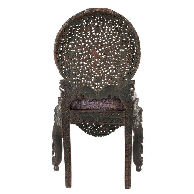 19th Century 19th Century Anglo-Indian Reticulated Carved Chair For Sale - Image 5 of 9