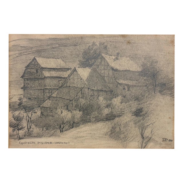 Heinrich Pforr, Eggertmühle Landscape, Pencil on Paper For Sale