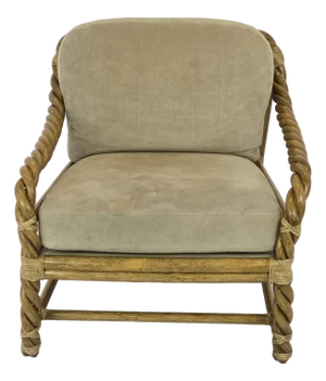 1980s Coastal/Boho/Organic Modern "McGuire Furniture Co." Twisted Rattan Lounge Chair
