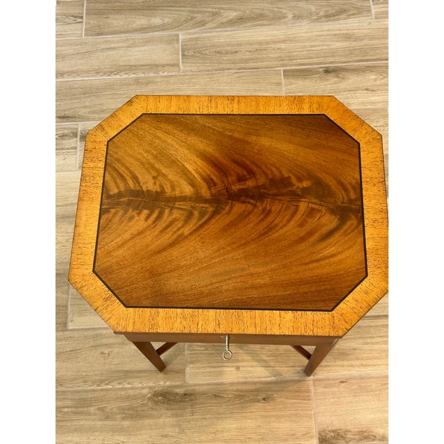 Vintage Georgian Style Mahogany Octagonal Sewing Table With Inlaid Top For Sale In West Palm - Image 6 of 6