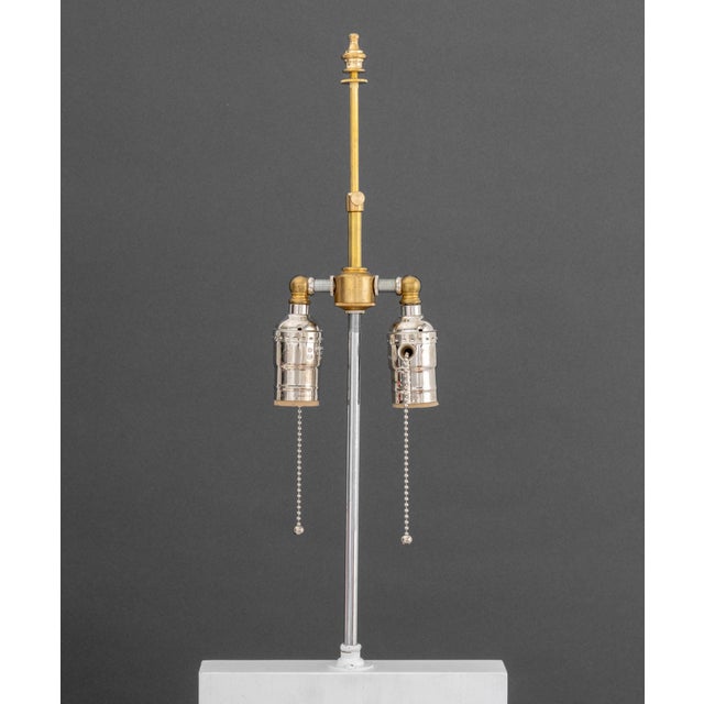 Minimalist White Painted Wood Table Lamps, Pair For Sale - Image 4 of 8