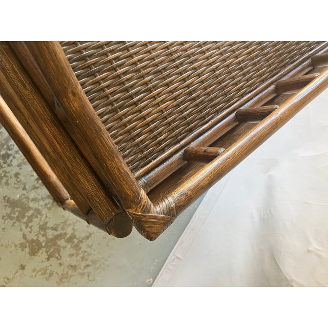 Bamboo 1970's Bar Cart with Removable Tray on Casters For Sale - Image 10 of 12