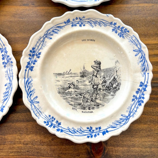 Mid 19th Century 19th Century French Les Sports Scene Small Plates - Set of 4 For Sale - Image 5 of 12