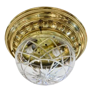 Italian Cut-Glass Flush Mount Light, Circa 1910