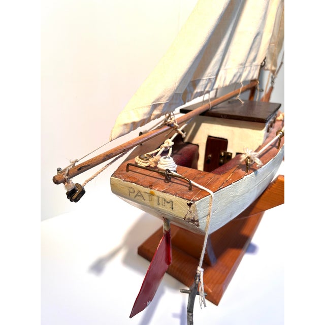 Traditional Vintage Wooden Sailboat Model For Sale - Image 3 of 6