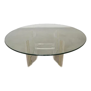 1960’s Hollywood Regency Lucite, Brass, & Glass Coffee Table