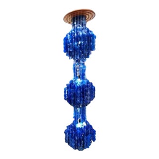 Mid-Century Modern Verner Panton Style Blue Capiz Shell Chandelier For Sale