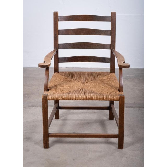 1940s Danish Stained Oak Armchair with Cane and Spindle Back, 1940s For Sale - Image 5 of 10