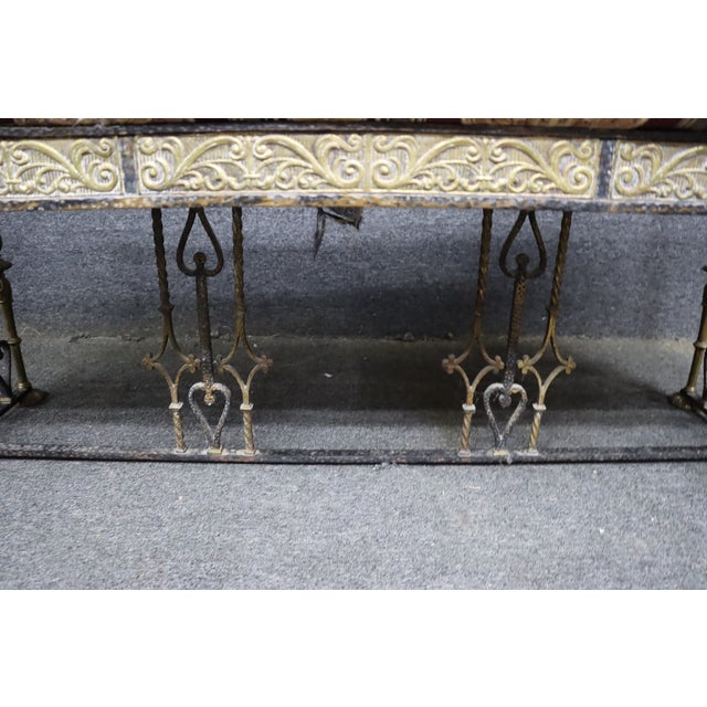 Oscar Bach Attributed Gilt Bronze and Wrought Iron Upholstered Bench For Sale - Image 14 of 15