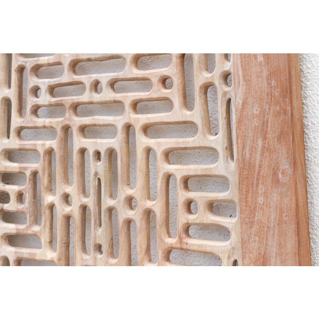 19th Century Reconstructed Ethereal Whitewash Lattice Carved Door For Sale - Image 5 of 8