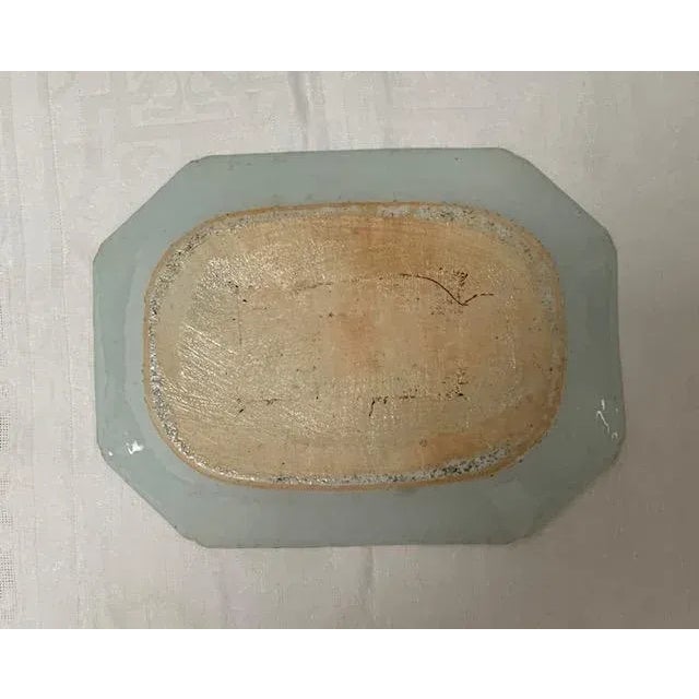 This antique Chinese export Famille rose porcelain rectangular cut-corner deep dish platter. The porcelain platter dish is...