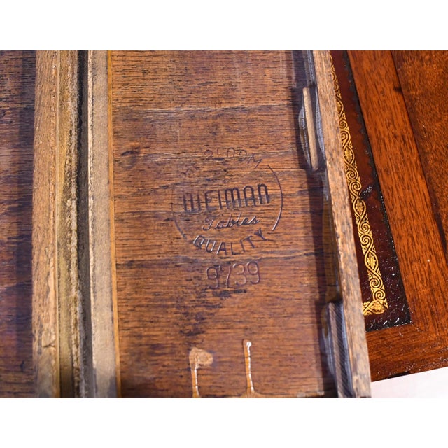 1930s Weiman Regency Mahogany & Leather Top Drop-Leaf Pembroke Side / End Tables For Sale - Image 11 of 12