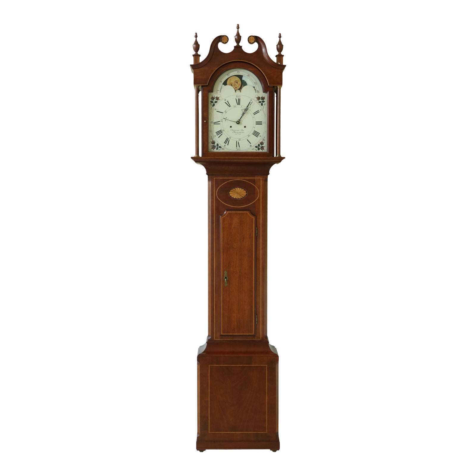 Hamilton Christian Eby Inlaid Cherry Tall Grandfather Clock Chairish