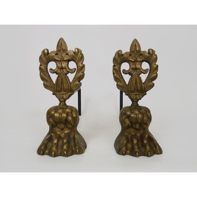 Early 20th Century Bronze Andirons with Lions Paw Feet For Sale - Image 9 of 9