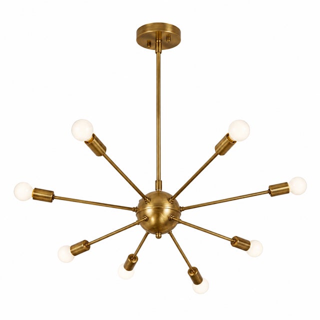 Brass Modern Brass Chandelier With 8 Arms, Contemporary Lighting Fixture, Ceiling Light, Living Room or Dining Room Decor, Stylish and Elegant For Sale - Image 8 of 16