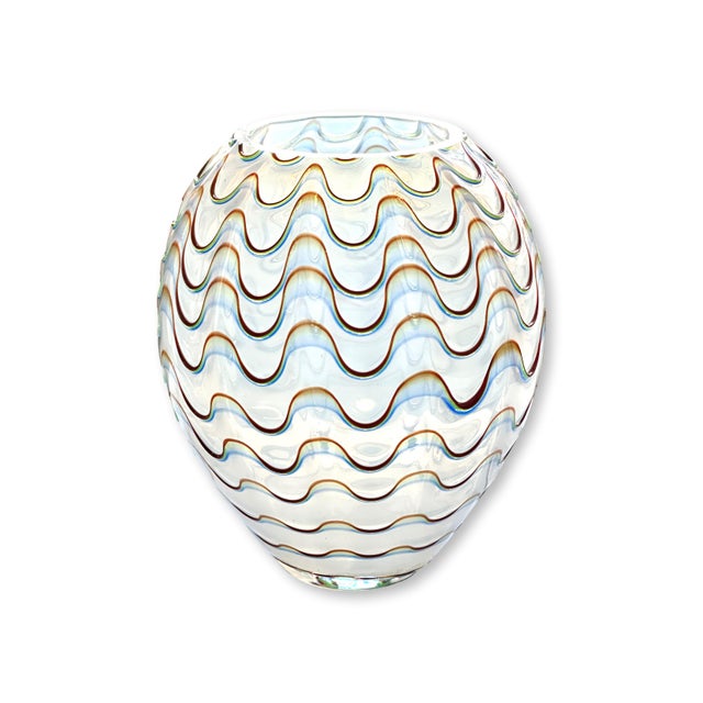 Large Murano Opalescent Fenicio Art Glass Vase For Sale - Image 4 of 7