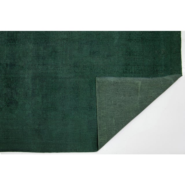 Vintage Overdyed Persian Wool Rug in Green With Allover Floral Design For Sale - Image 4 of 10