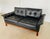 Wood Vintage Scandinavian Black Buttoned Leather Sofa from Ikea, 1960s For Sale - Image 7 of 18