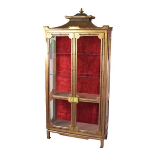 1970s Illuminated Gold Leaf Pagoda Cabinet For Sale