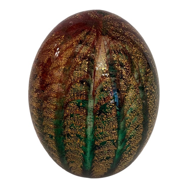1950s Murano "Barovier & Toso" Hand Blown Glass Adventurine Gold Flex Paperweight For Sale