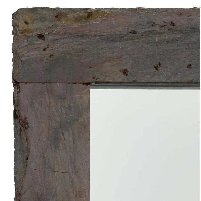 Rustic Slate Framed Full-Length Mirror. Mirror plate: 62" H x 26" W; frame: 72" H x 36" W. Provenance: From an Upper East...