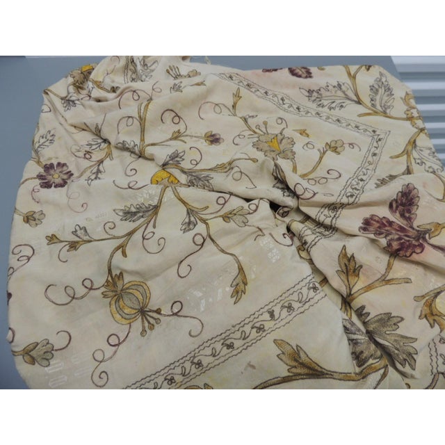 Large Antique Art Nouveau Floral Embroidered Silk Cloth With Fringes For Sale - Image 9 of 11