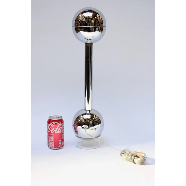 1960s French Moderne Chrome "Barbell" Pivoting Table Lamp by Pierre Cardin For Sale - Image 5 of 13