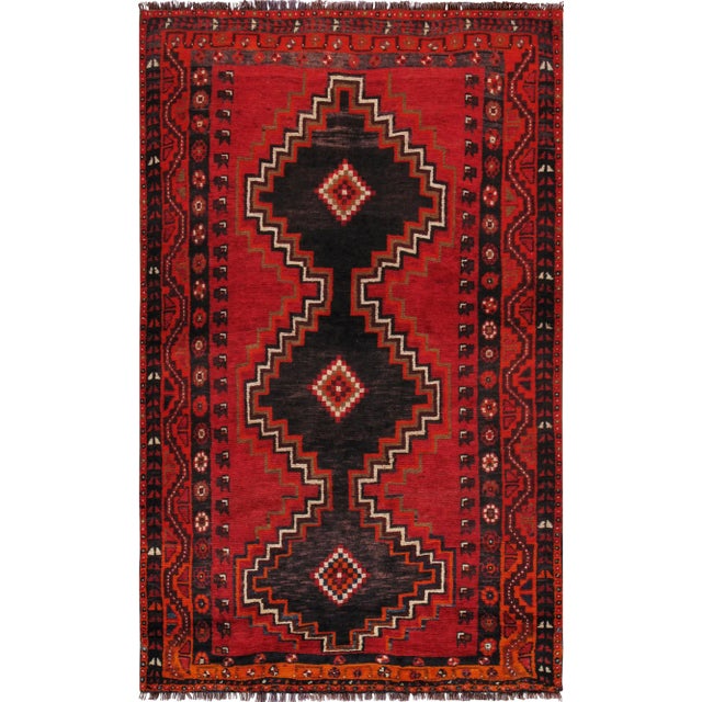 Vintage Shiraz Red Rug, 4' 2" X 7' 2" For Sale