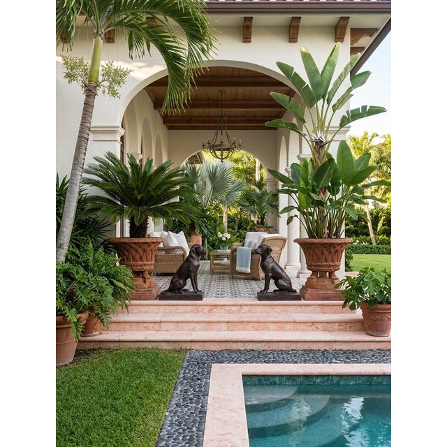 Bronze Pair of Vintage Cast Iron Seated Hound Statues For Sale - Image 8 of 11