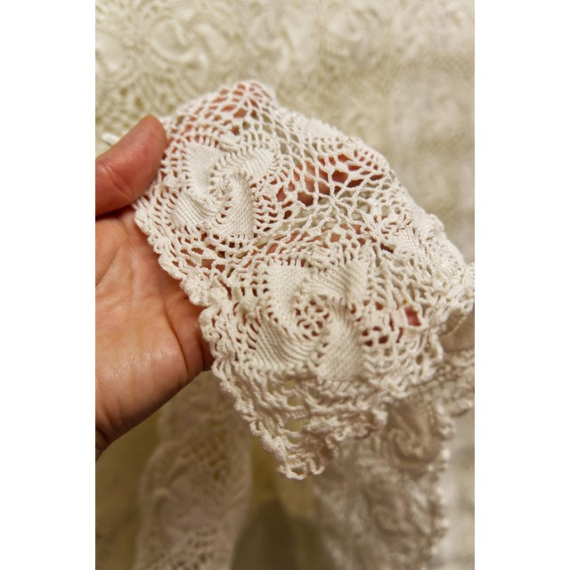 Late 19th Century Crochet Tablecloth With Swirling Floral Motif For Sale - Image 5 of 5